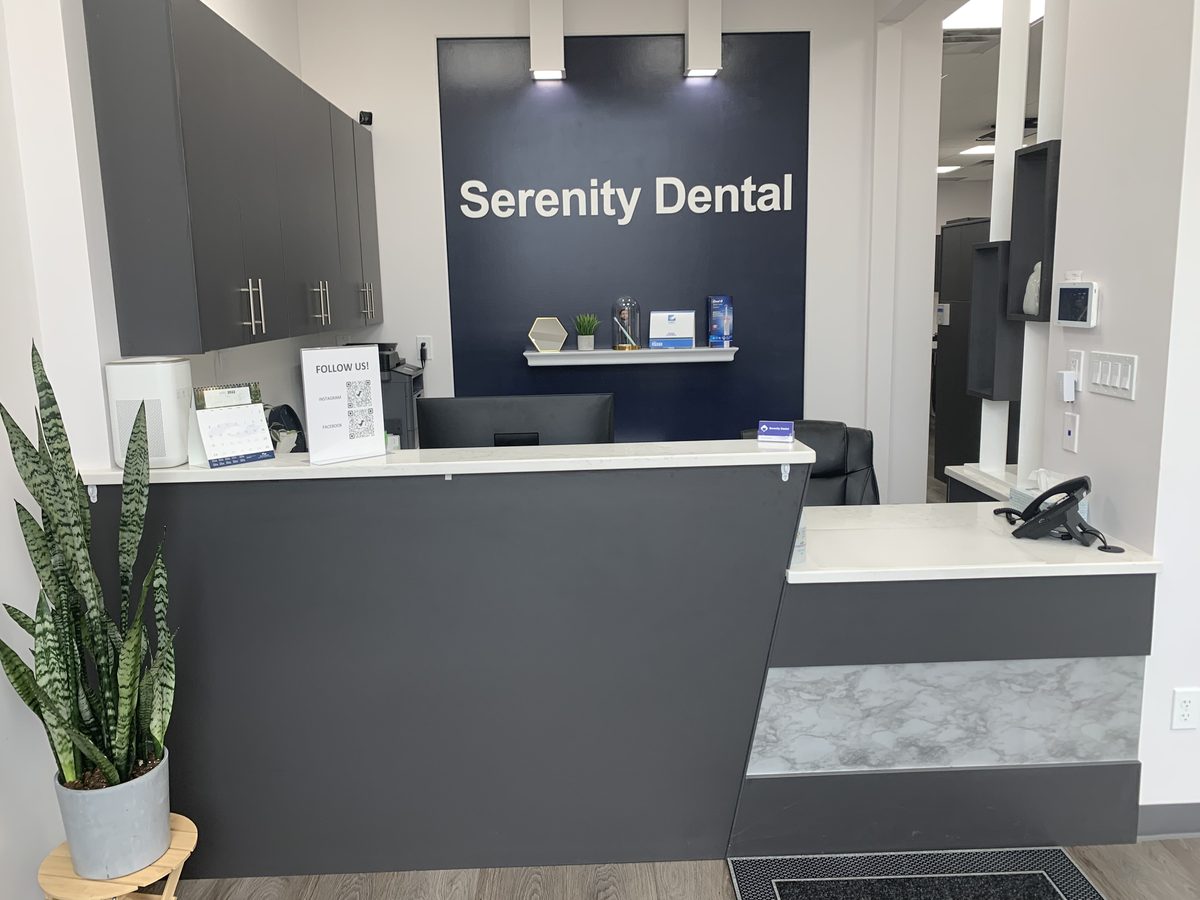 Reception area at Serenity Dental in Beaumont, AB